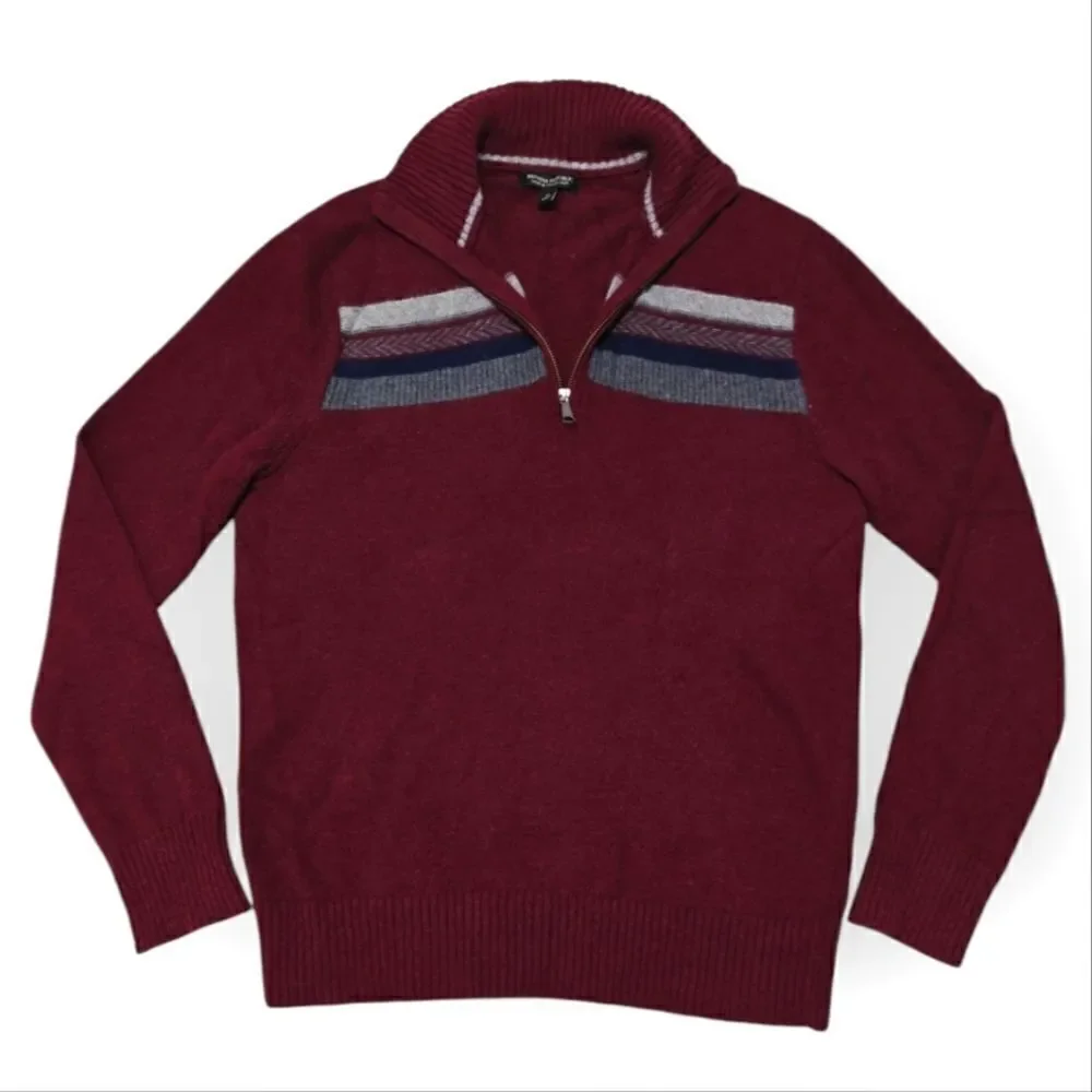 Banana Republic Italian Yarn Wool blend burgundy quarter zip sweater size M